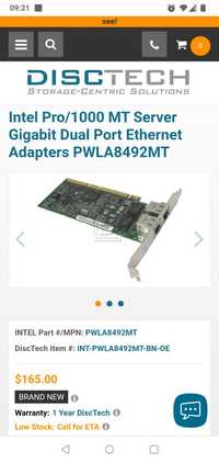 Placa rețea Intel pro/1000 MT dual port