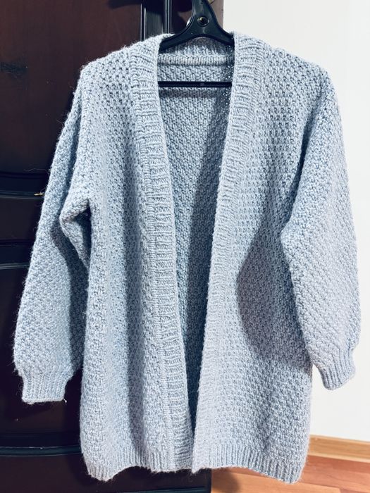 Вязаный кардиган голубой