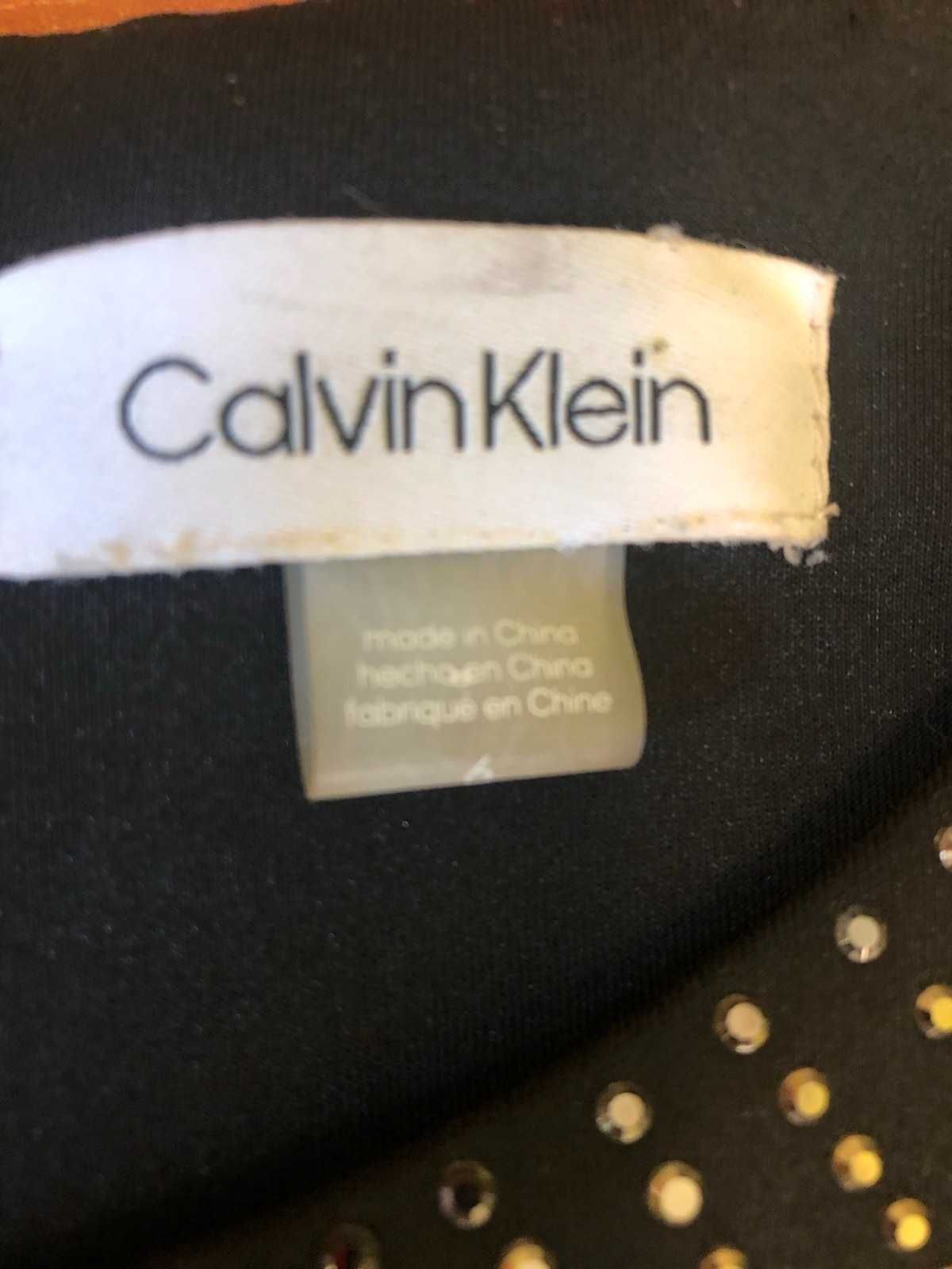 Дамска рокля Calvin Klein, черна, официална, елегантна с камъни