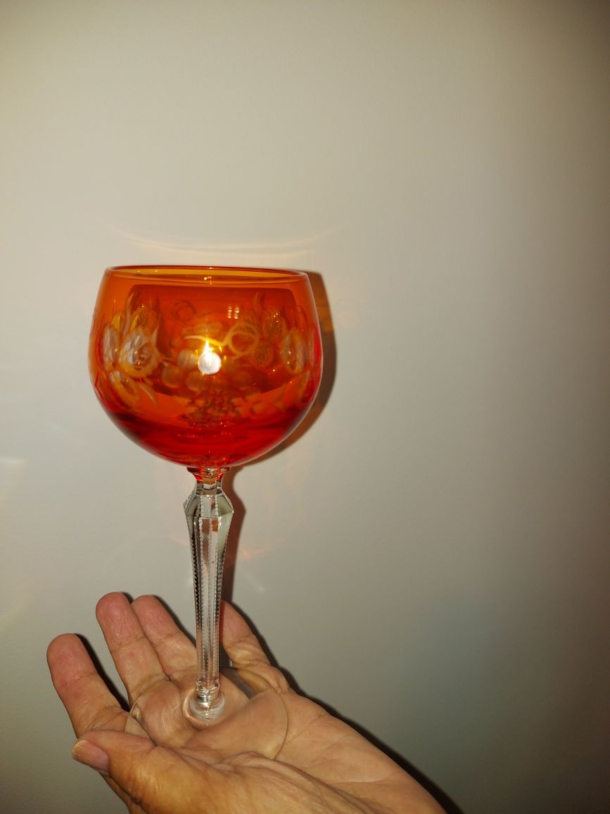 Цветни кристални чаши вино 8бр
