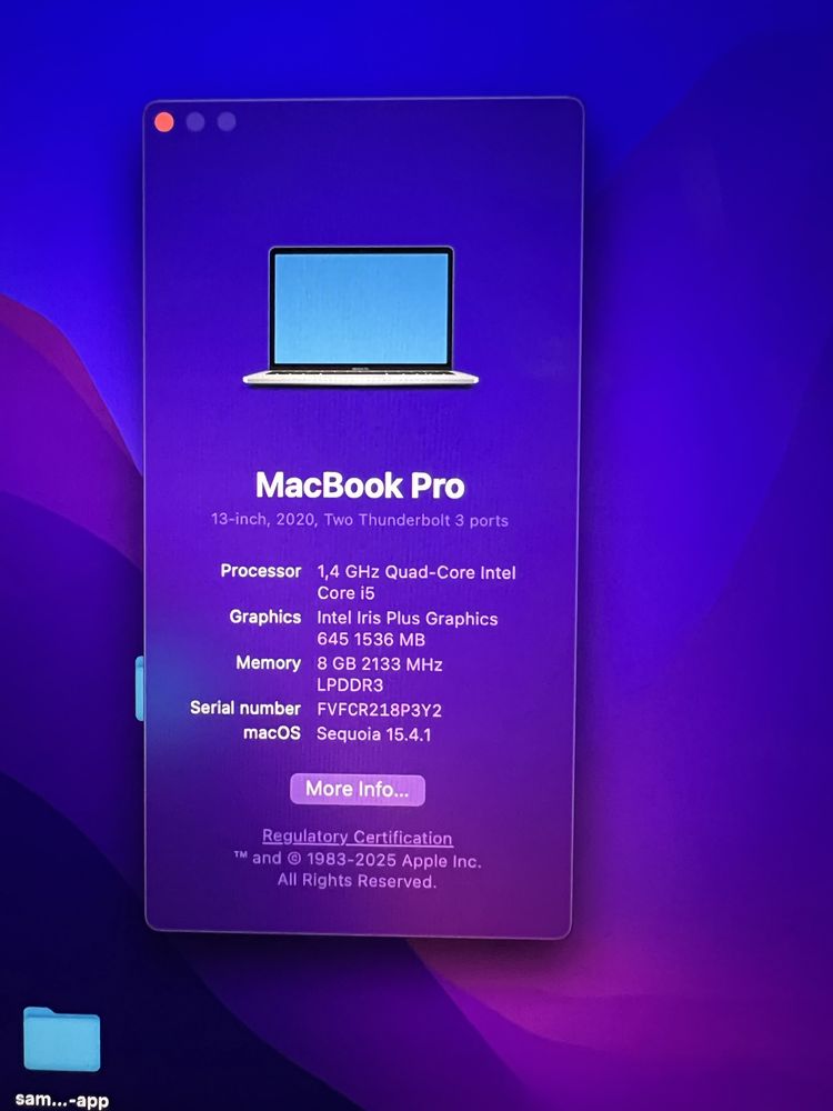 Macbook pro 2020 8/512 Core i5/ karobka bor