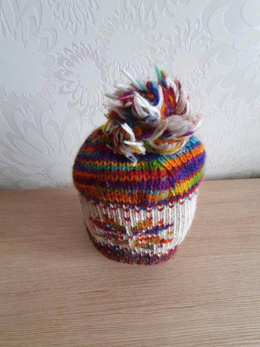 Caciula copii lana cu dublura de polar made in Nepal, handmade