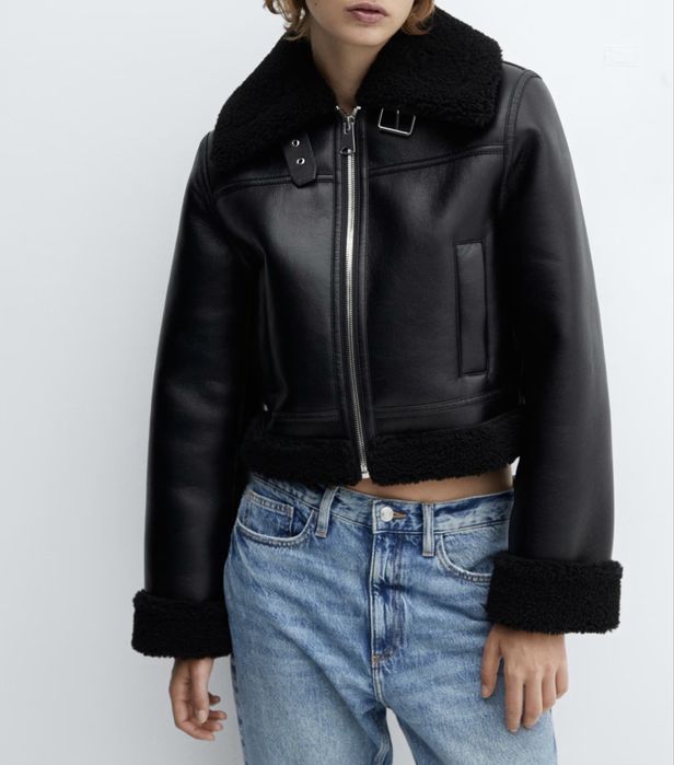 Зимно кожено яке Mango