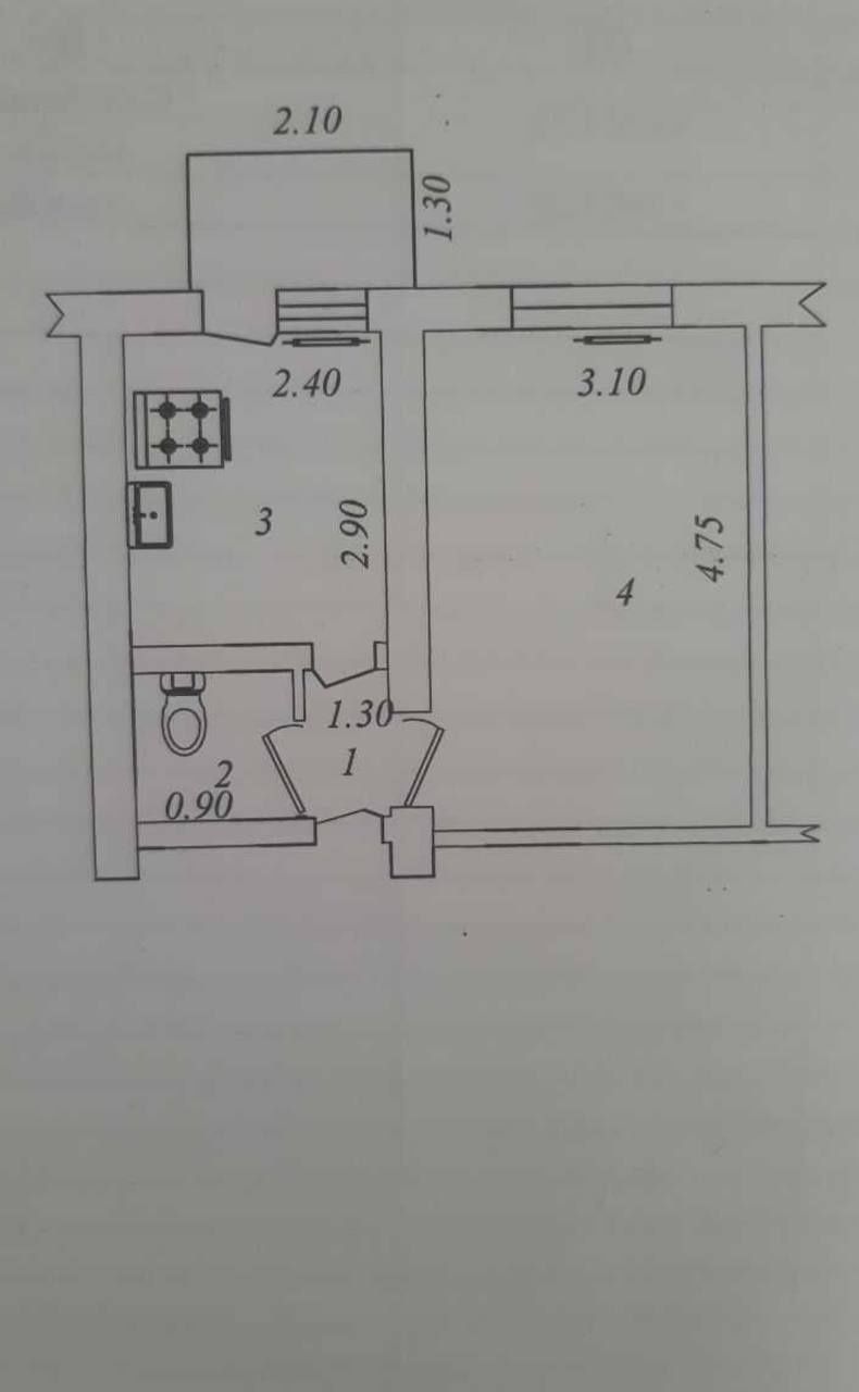 Продажа 1/4/4 IT-Park,Муминова, кирпичный дом,  без ремонта