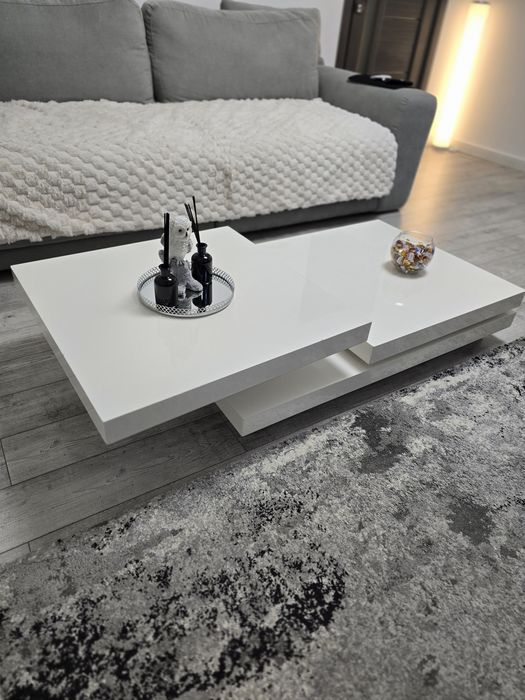 Masa cafea Alb lucios