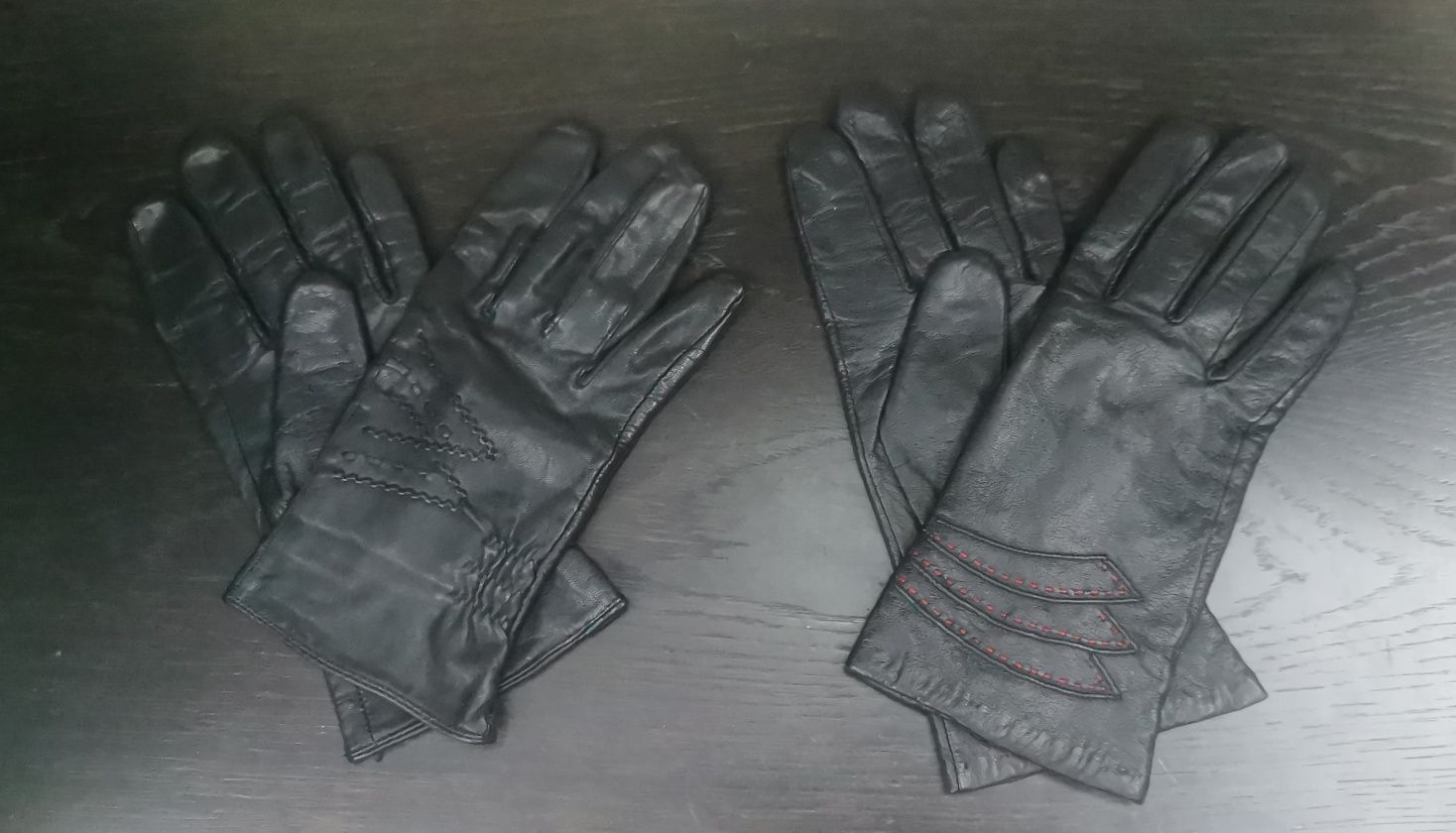Дамски черни кожени ръкавици от естествена кожа