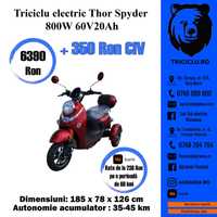 Triciclu electric Thor Spyder 800W tuk-tuk nou Agramix