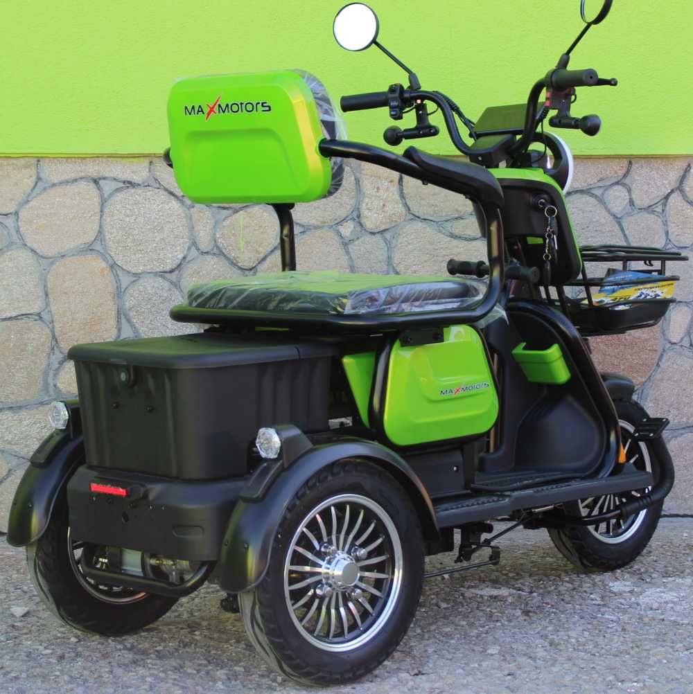 Триместна Електрическа Триколка MaxMotors X1, 1500W, 48V/20Ah, Green
