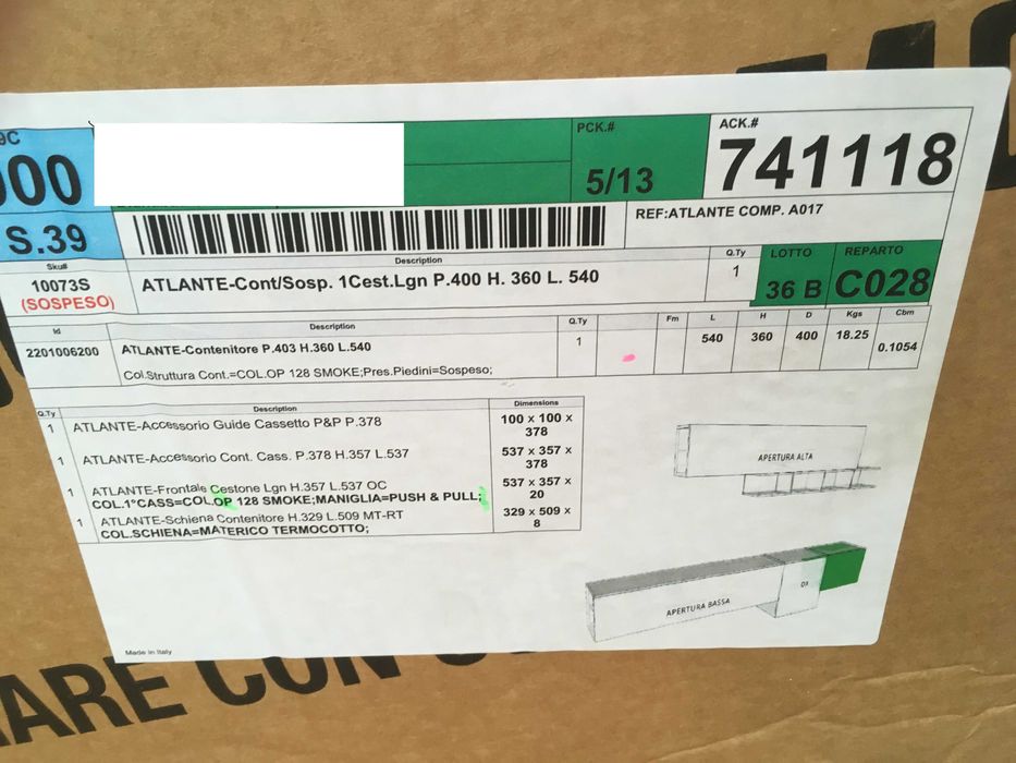 Холна секция - италианска, транспортни дефекти