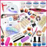 kit unghii set lampa led 48 w  cu gel uv freza unghii gel color