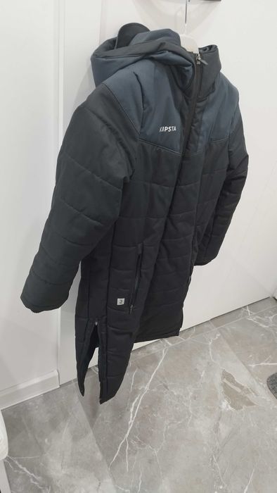 Детско яке тип дълга парка за футбол TRX, черно