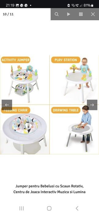 Jumper bebelusi cu scaun rotativ si centru ce joaca