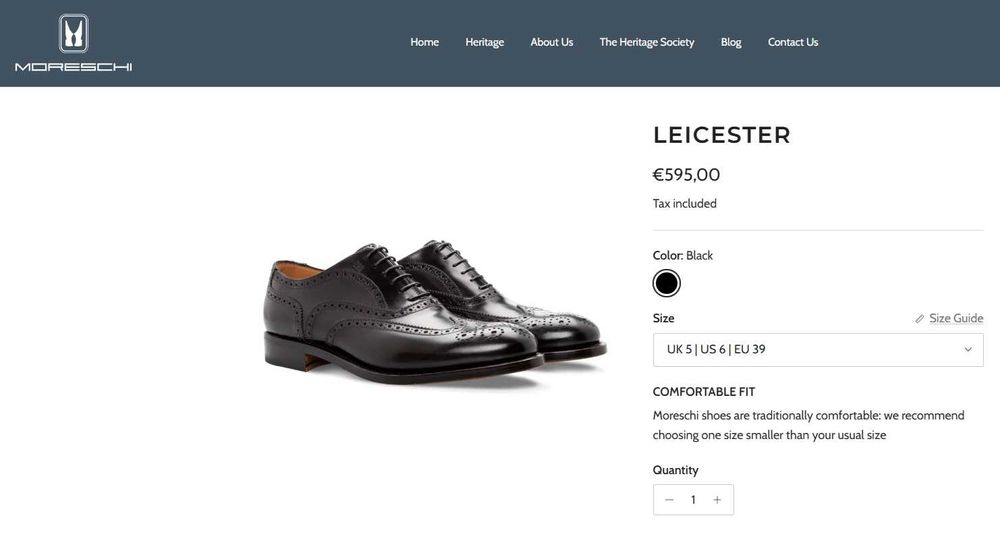 Pantofi wingtip derby 41 41.5 de lux Moreschi lucrati manual piele nat