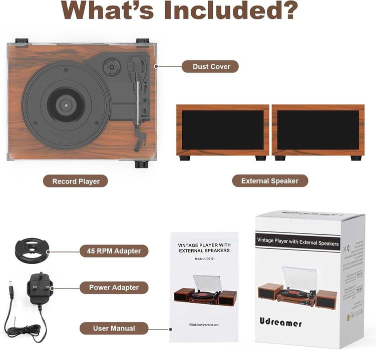 Грамофон Udreamer с 2 двойни стерео високоговорителя