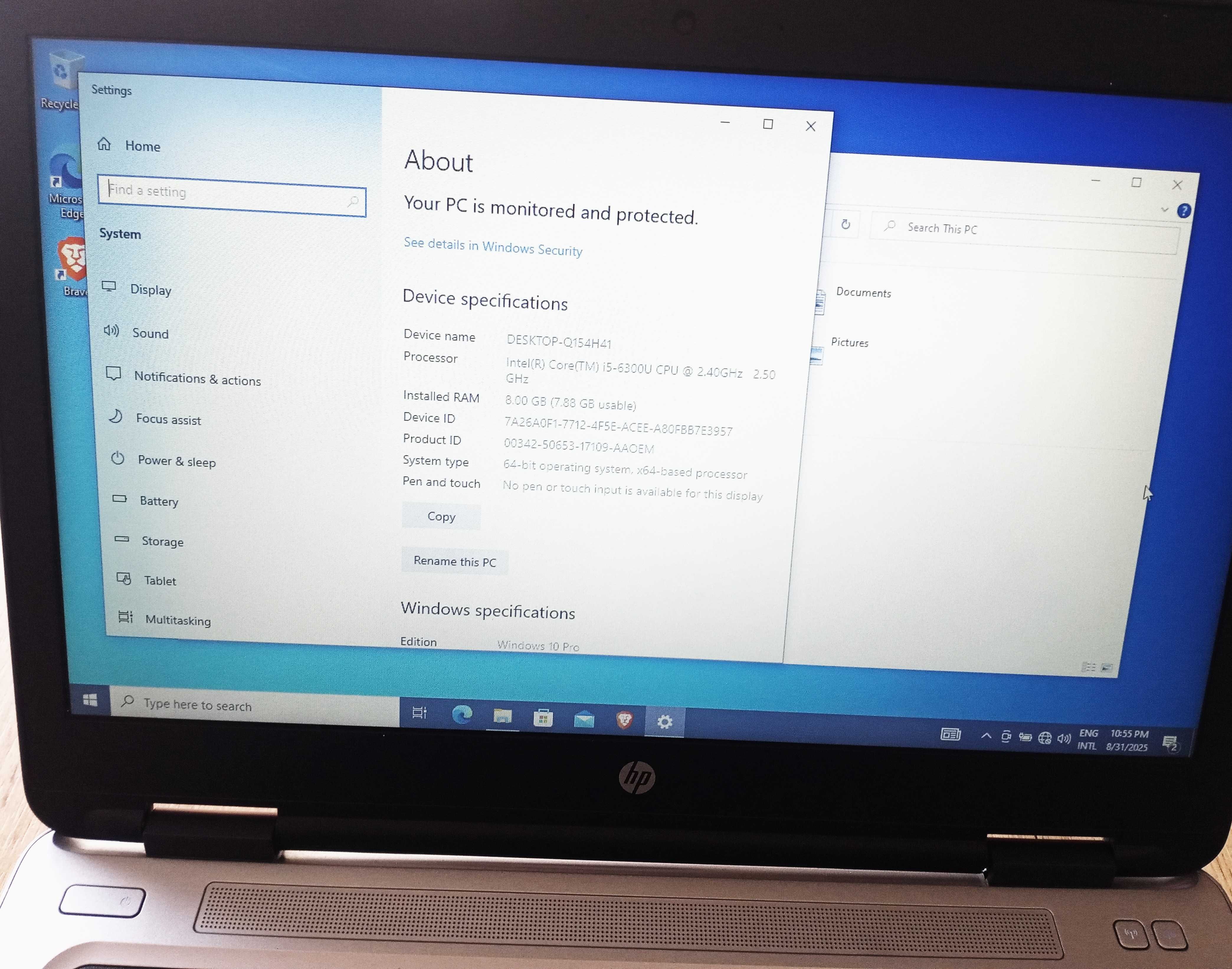 Лаптоп HP I5 core 6300U