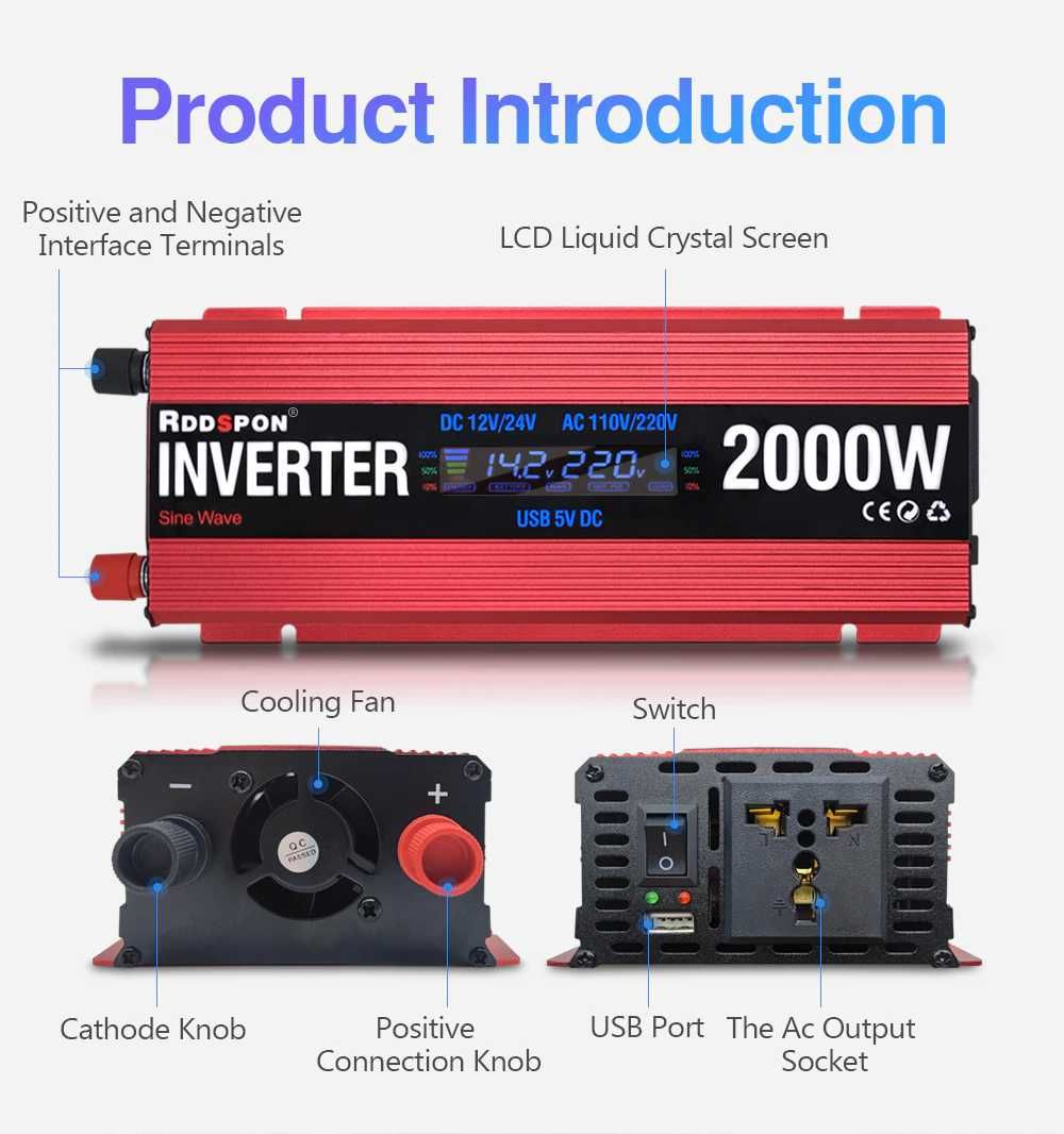 UKC инвертор за автомобил 500/1000/2000W/ 4000W/5000W/