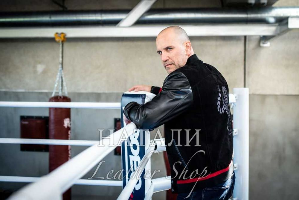 Мъжки кожен бомбър Алекс Black