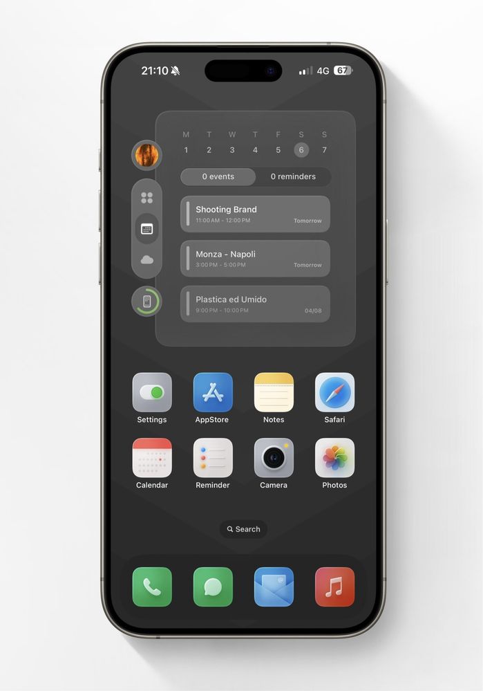 iOS18 concept icons and widget in design like VisionOS