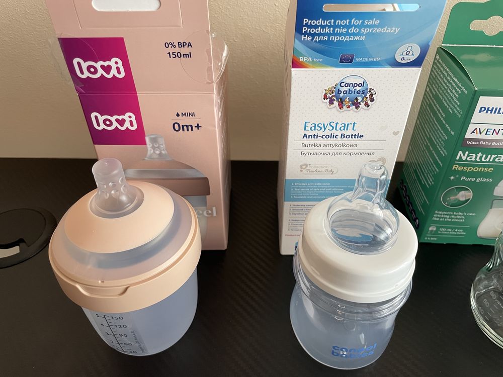 Стъклени шишета Philips Avent, Lovi, Canpool babies пласт.+лигавници