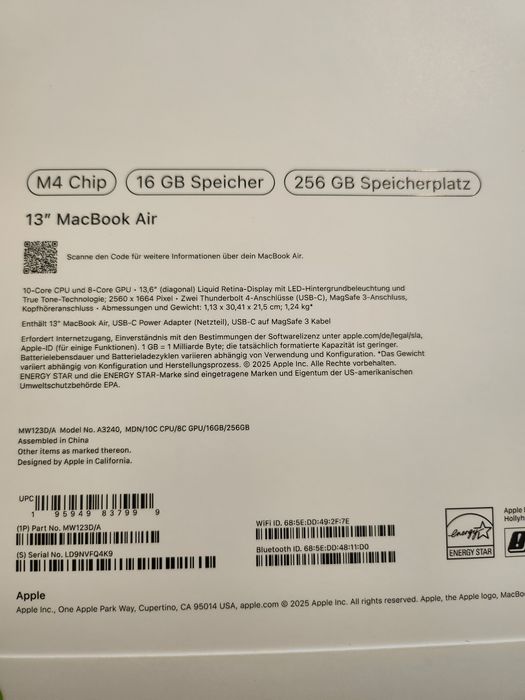 macbook air 13 M4 sigilat