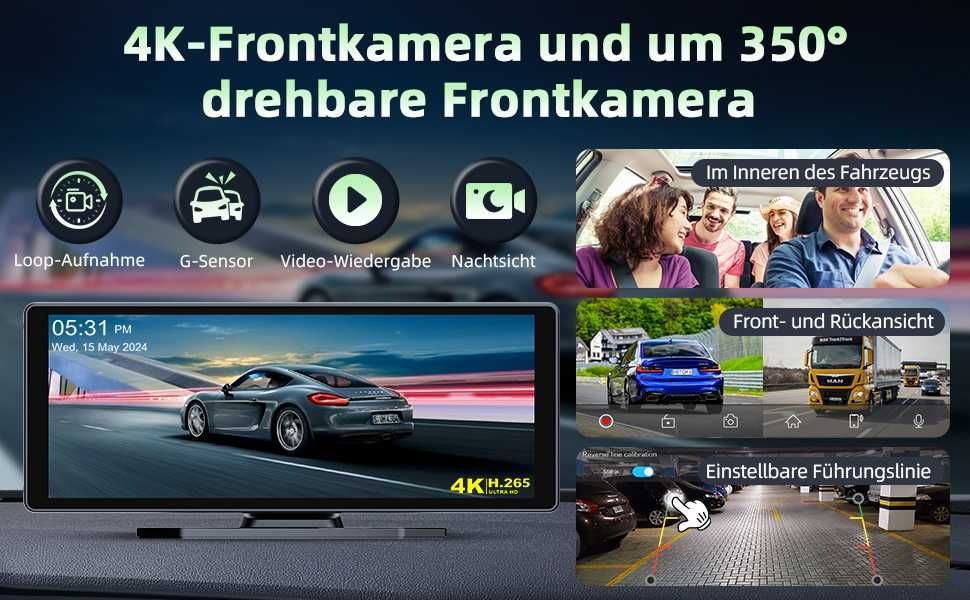 Мултимедия- дисплей 10,3 инча Carplay Android Auto Display с 4K Dashca