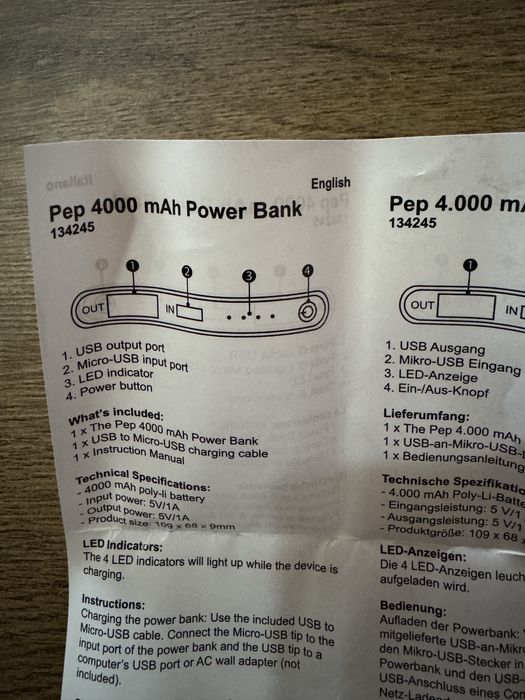 Baterie externa, noua, 4000 mAh