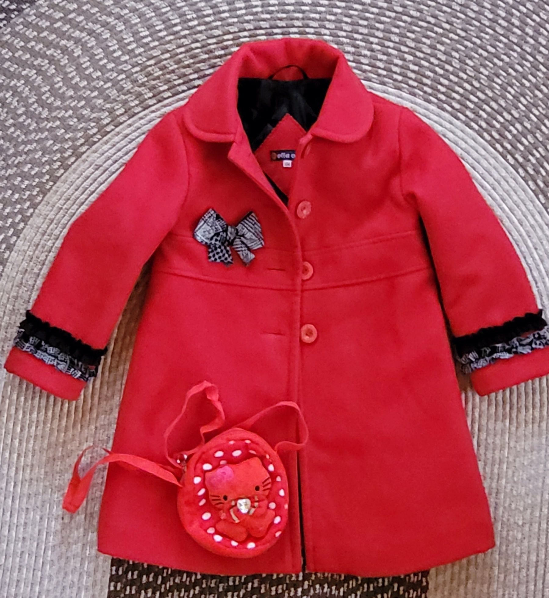 Paltonas fetite, model deosebit, roșu+ gentuța cadou