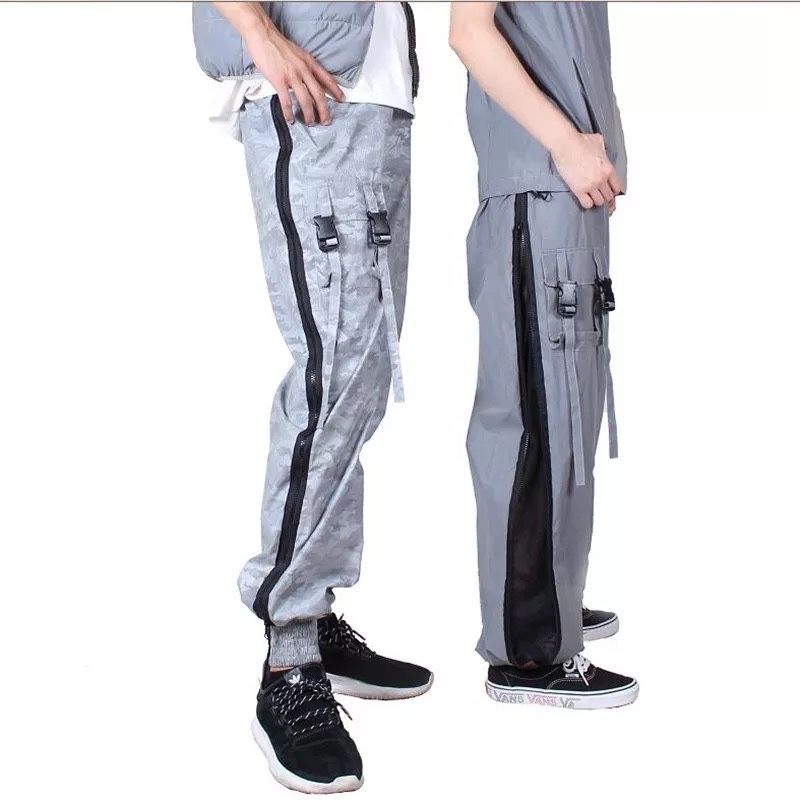 Сафари Камуфляж Панк Светоотражающие Повседневная одежда брюки-карго