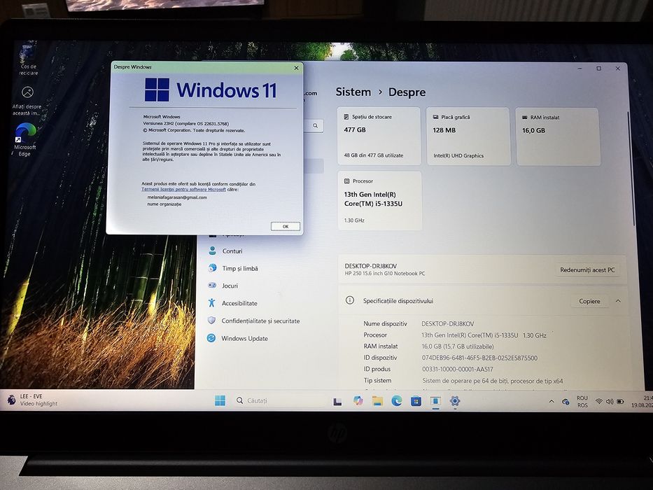 Laptop HP 250 G10 i5, 16 GB, 512 GB SSD, ca nou