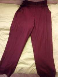 Дамски дълъг панталон, цвят бордо, H&M, размер 42 с висока талия
