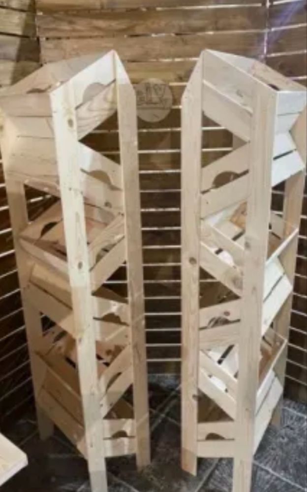 Двулицев дървен стелаж за плод и зеленчук и не само