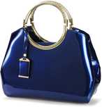 Geanta de mana pentru umar femei Satchel Charm Glossy Metal Grip