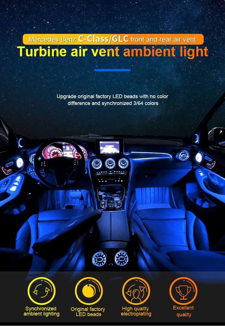 Set grile guri ventilatie cu LED Mercedes-Benz Clasa C W205 C205 GLC