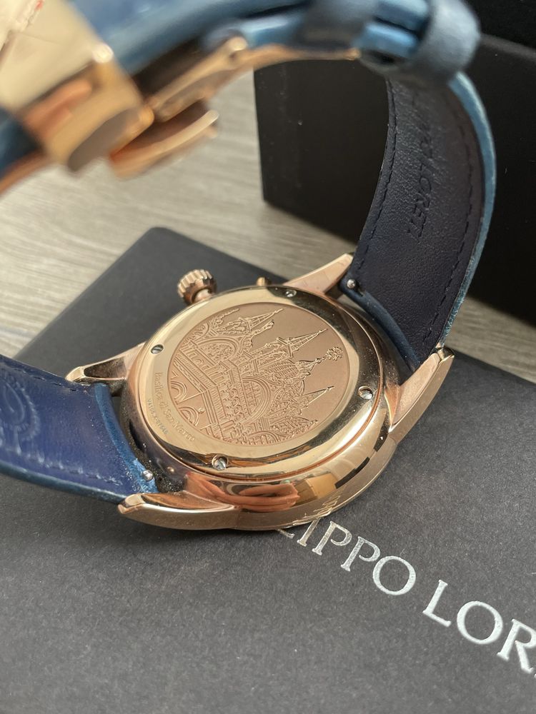 часовник Filippo Loreti Venice moonphase Rose Gold blue