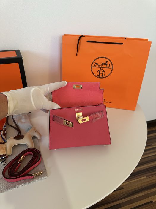 Geanta Hermes Kelly 19cm Roz