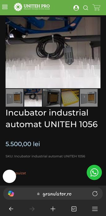 Incubator profesional  528 sau 1056 oua