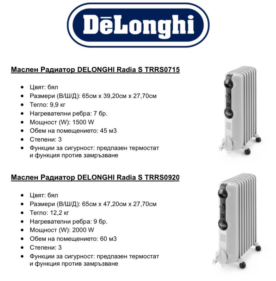 Маслен Радиатор DELONGHI Radia S TRRS0715 - 7 ребра