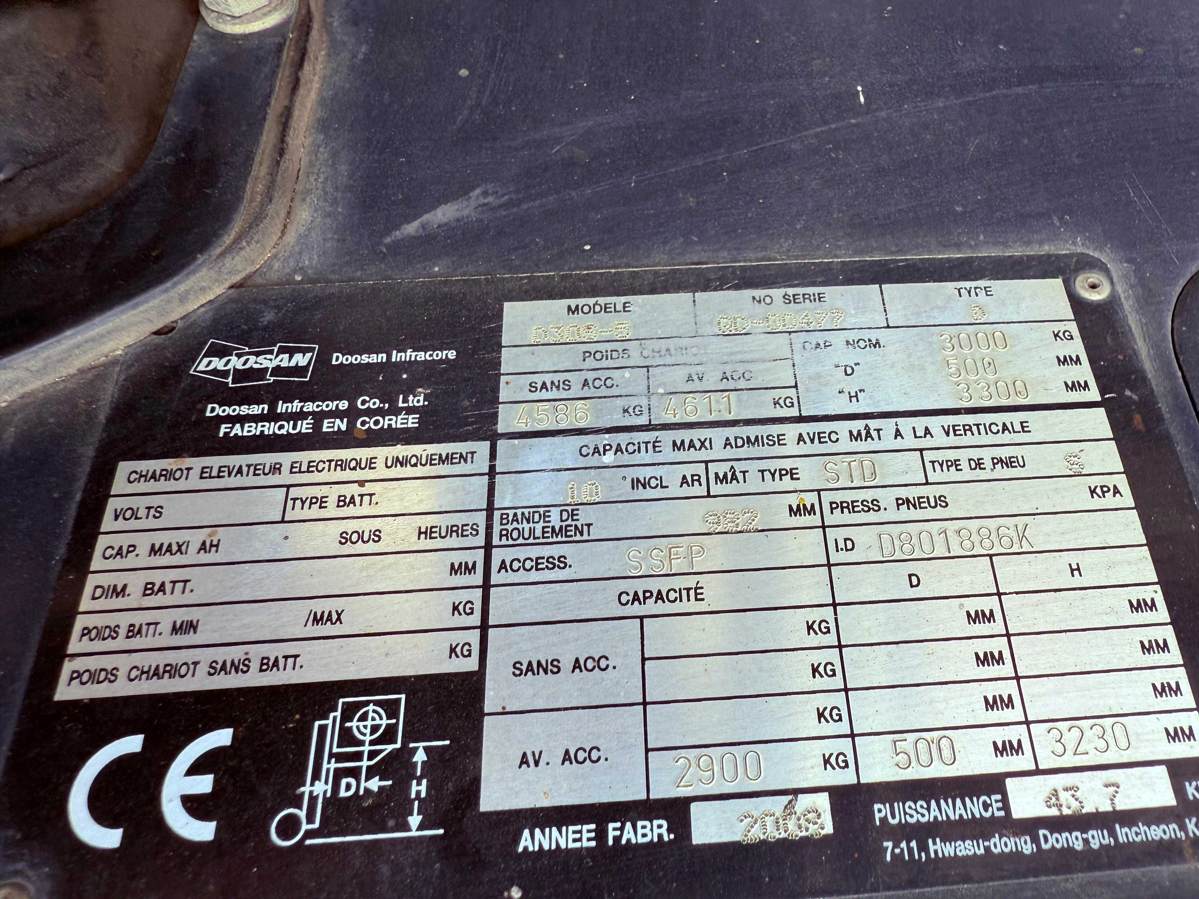 Vand stivuitor Doosan 3 tone, motor diesel, an 2008
