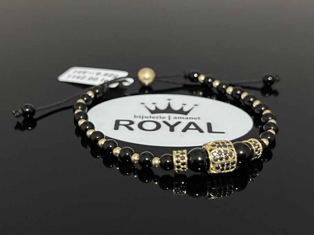 Bijuteria Royal CB : Bratara cu snur bile aur 14k 6,32 grame