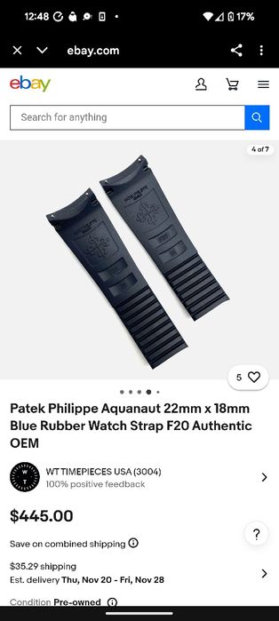 Curea Patek Philippe Aquanaut black Rubber Strap 5968