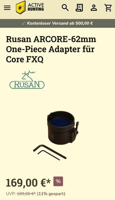 Inele adaptoare Rusan pentru atasament luneta Pulsar Core