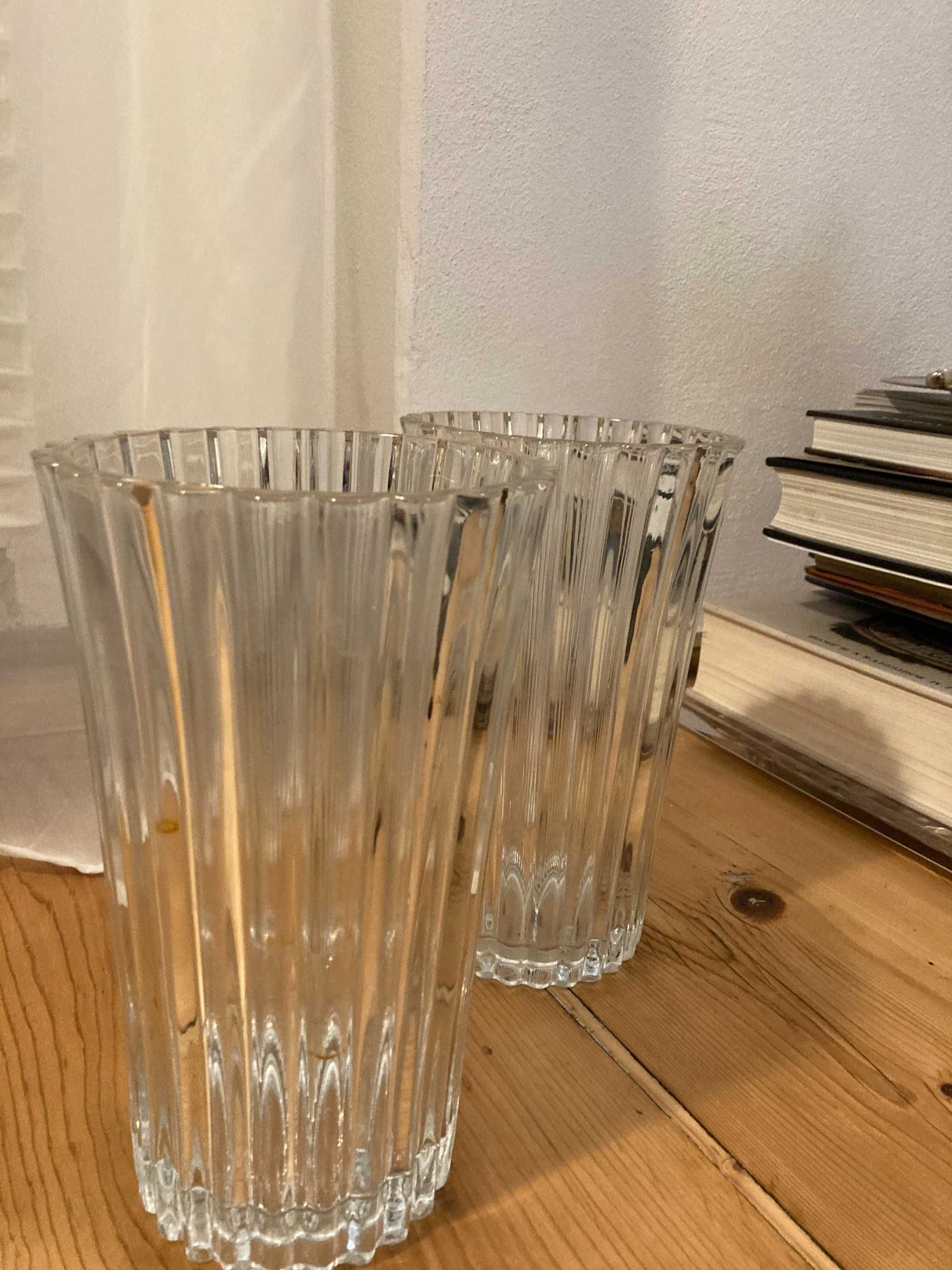Vaze vaza Franta marime medie mare sticla cristal retro pereche 2 buc