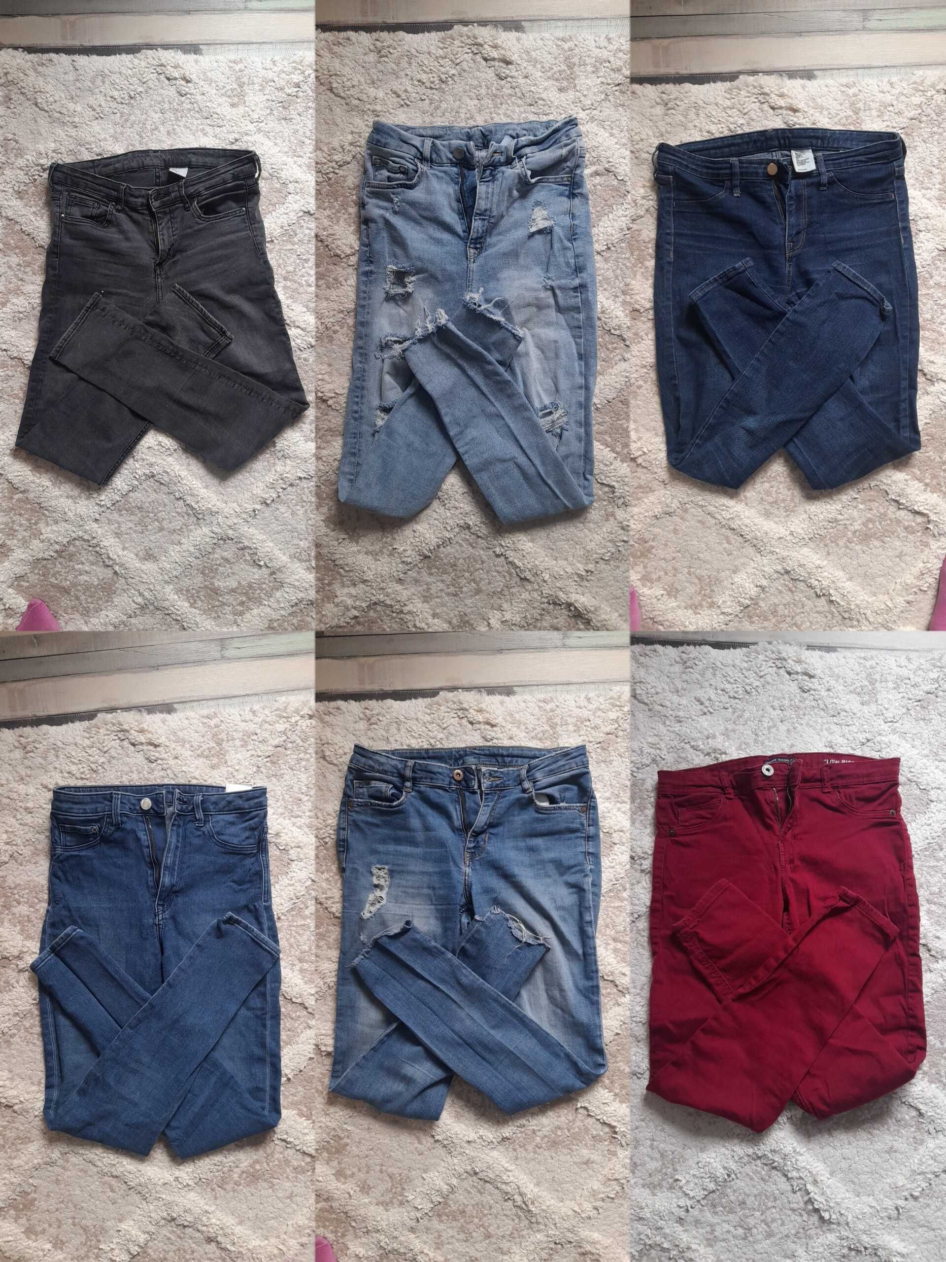 Blugi firma H&M Bershka Denim cu talie inalta si joasa