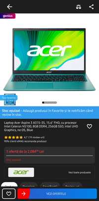 Laptop Acer, încă în garantie