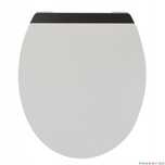 Capac de WC alb-negru, inchidere silentioasa, duroplast, 37,5x42