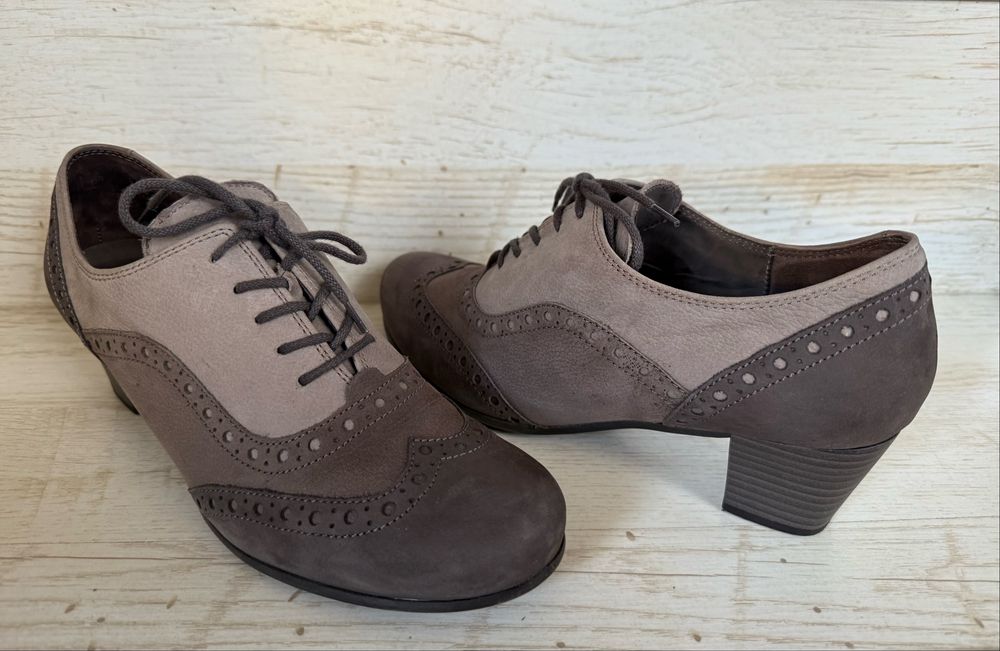 Обувки GABOR-38 ноеер, UK5, сив естествен велур с връзки