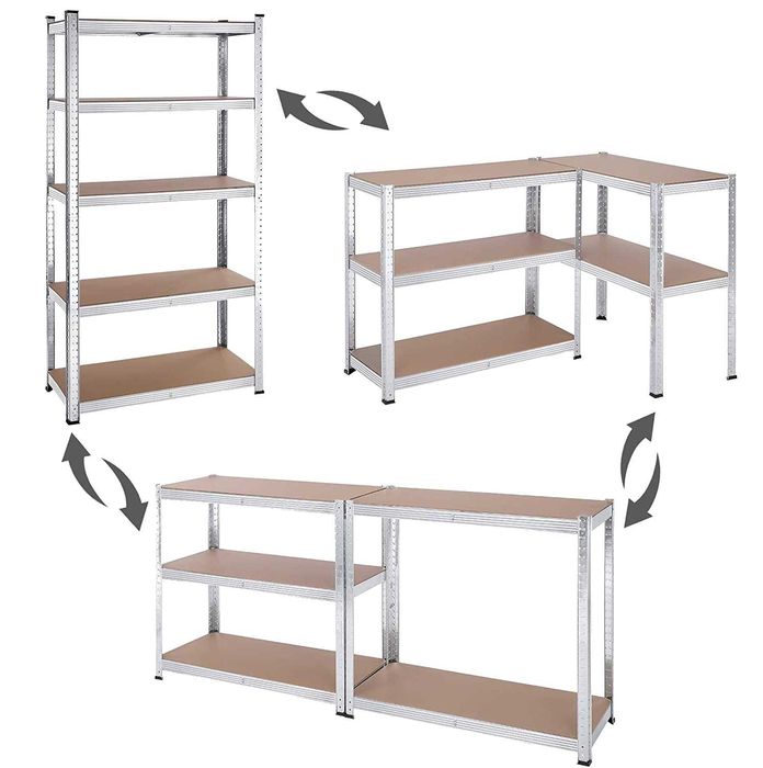 Set 2 rafturi de depozitare Songmics, cadru otel armat, polite MDF