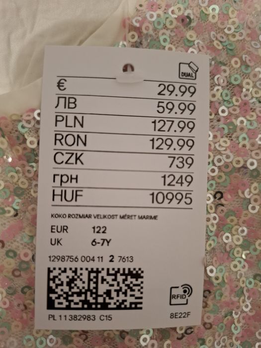 Rochie h&m fetite, mar 122, cu eticheta