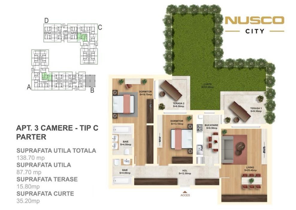 Vand apartament 3 camere Nusco city 137mp2