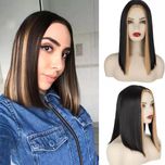 Peruca R157 Bruneta Negra Bob suvite blonde blonda scurta par scurt